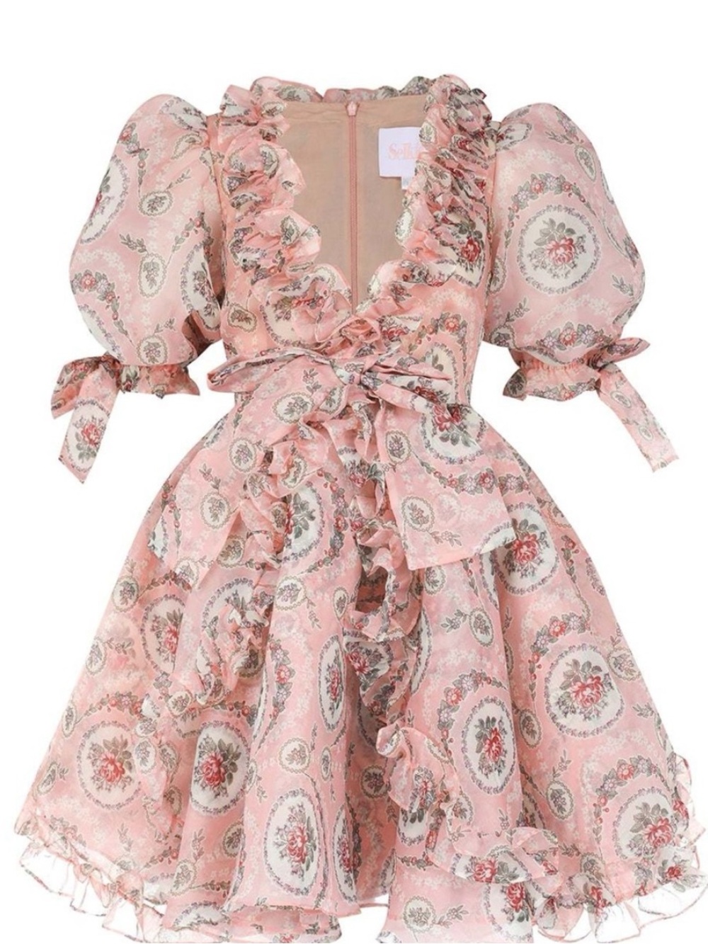 Selkie Marie Repunzel Pink Floral Ruffle Mini Dress